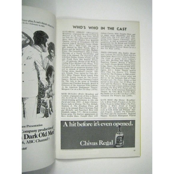 Cat Hot Tin Roof Playbill 1974 Anta Theatre Fred Gwynne Elizabeth Ashley Dullea - Picture 4 of 8